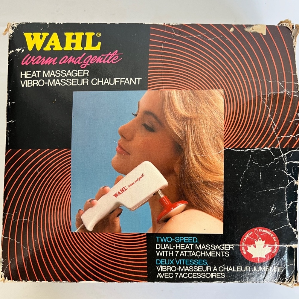 Vintage WAHL Heat Massager Model 7 in 1 Body 7 Attachments Warm Gentle